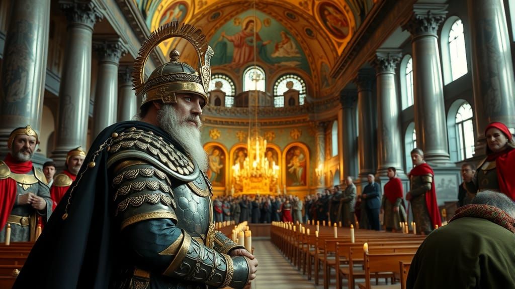 Constantine XI Attends Last Hagia Sophia Liturgy