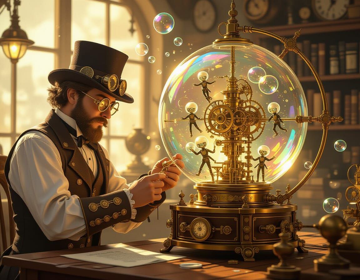 Steampunk Inventor Creates Bubble Automaton Contraption