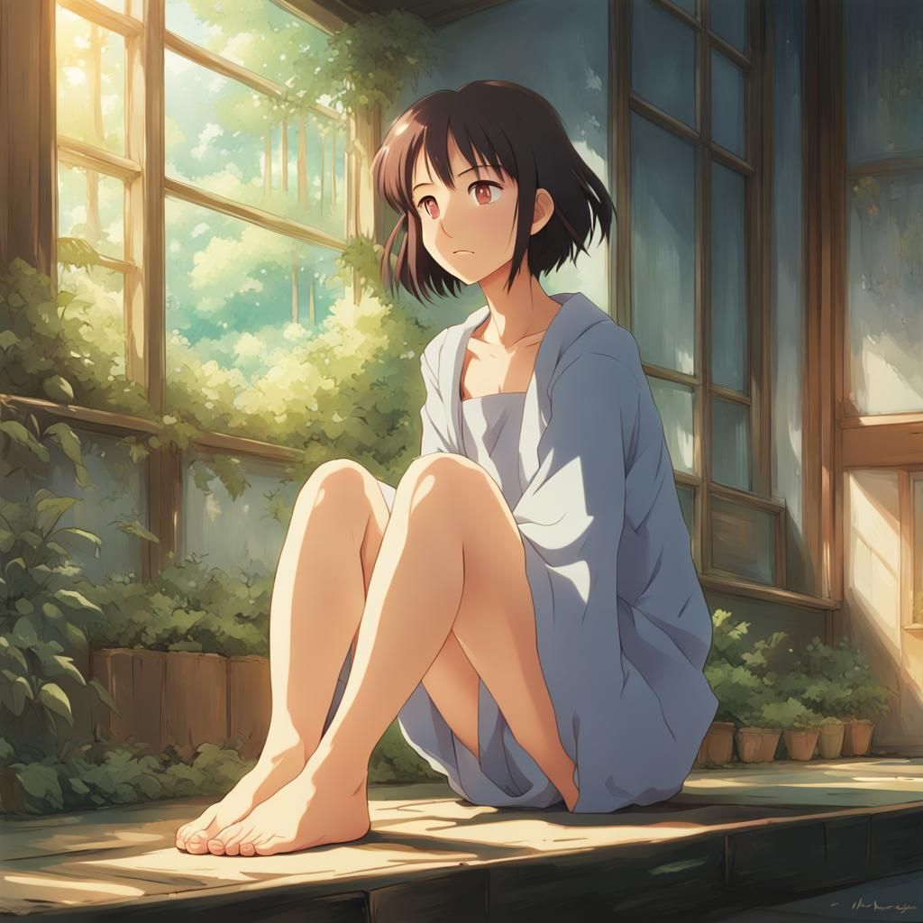 Anime Girl in Ghibli Style, Detailed Portrait