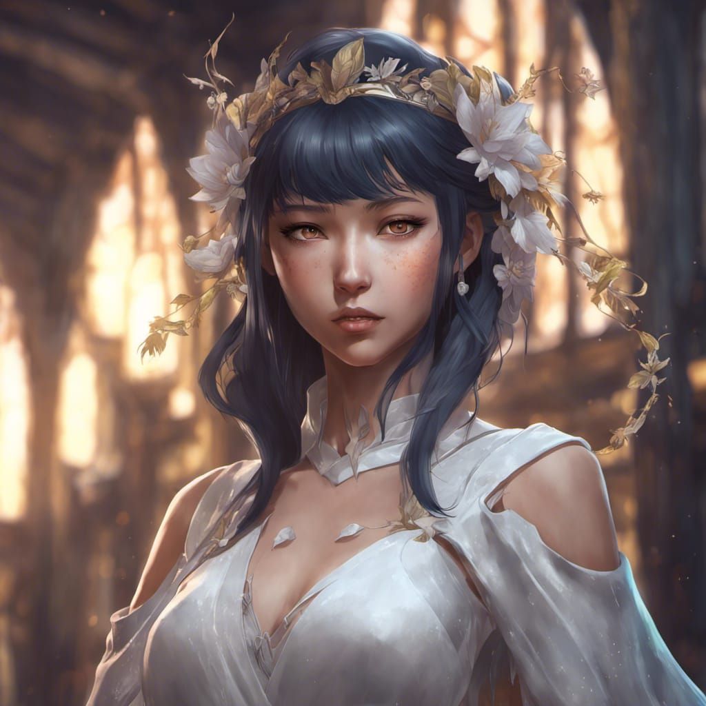 Elven Girl Portrait in Hyperdetailed Digital Art