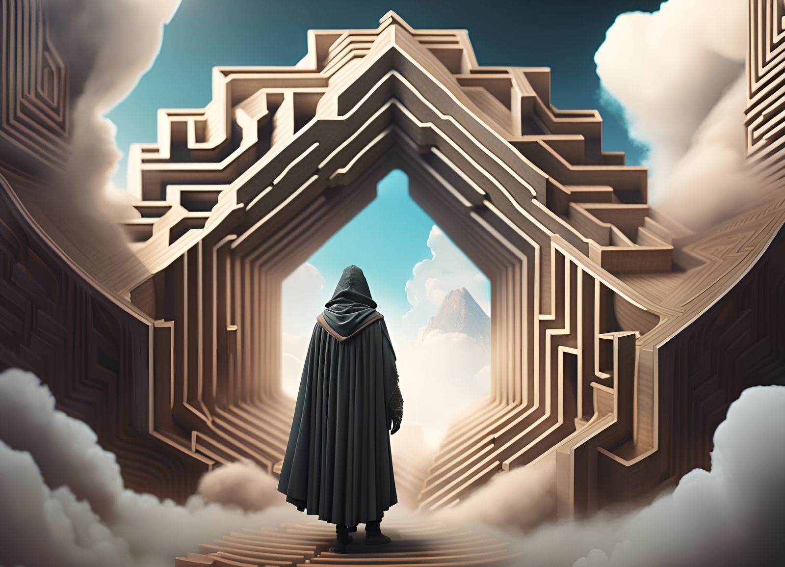 Cloaked Figure in a Geometrically Complex Maze