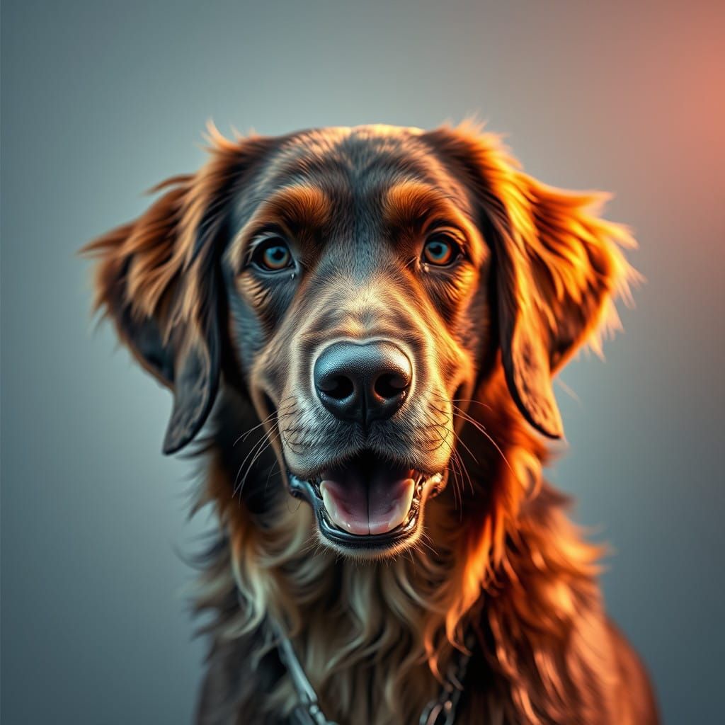 Intricate Portrait of a Retriever in Luxuriant Technicolor