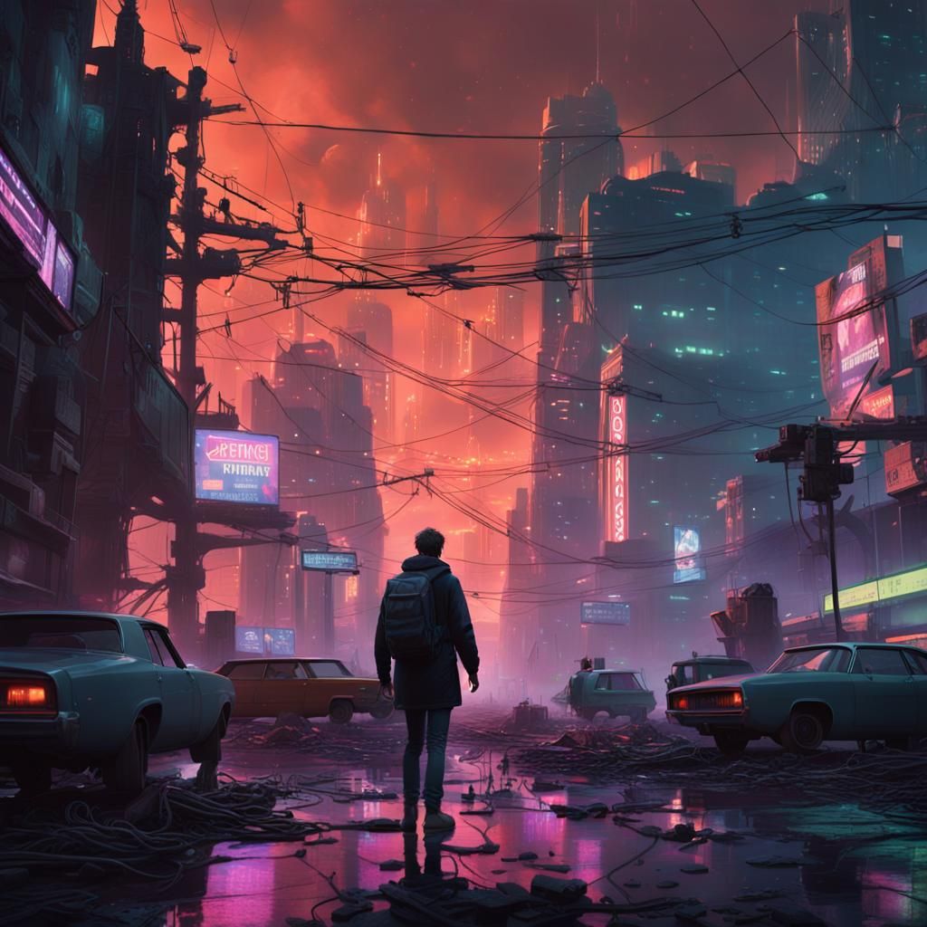 Dystopian Pixel City in Digital Matte Painting