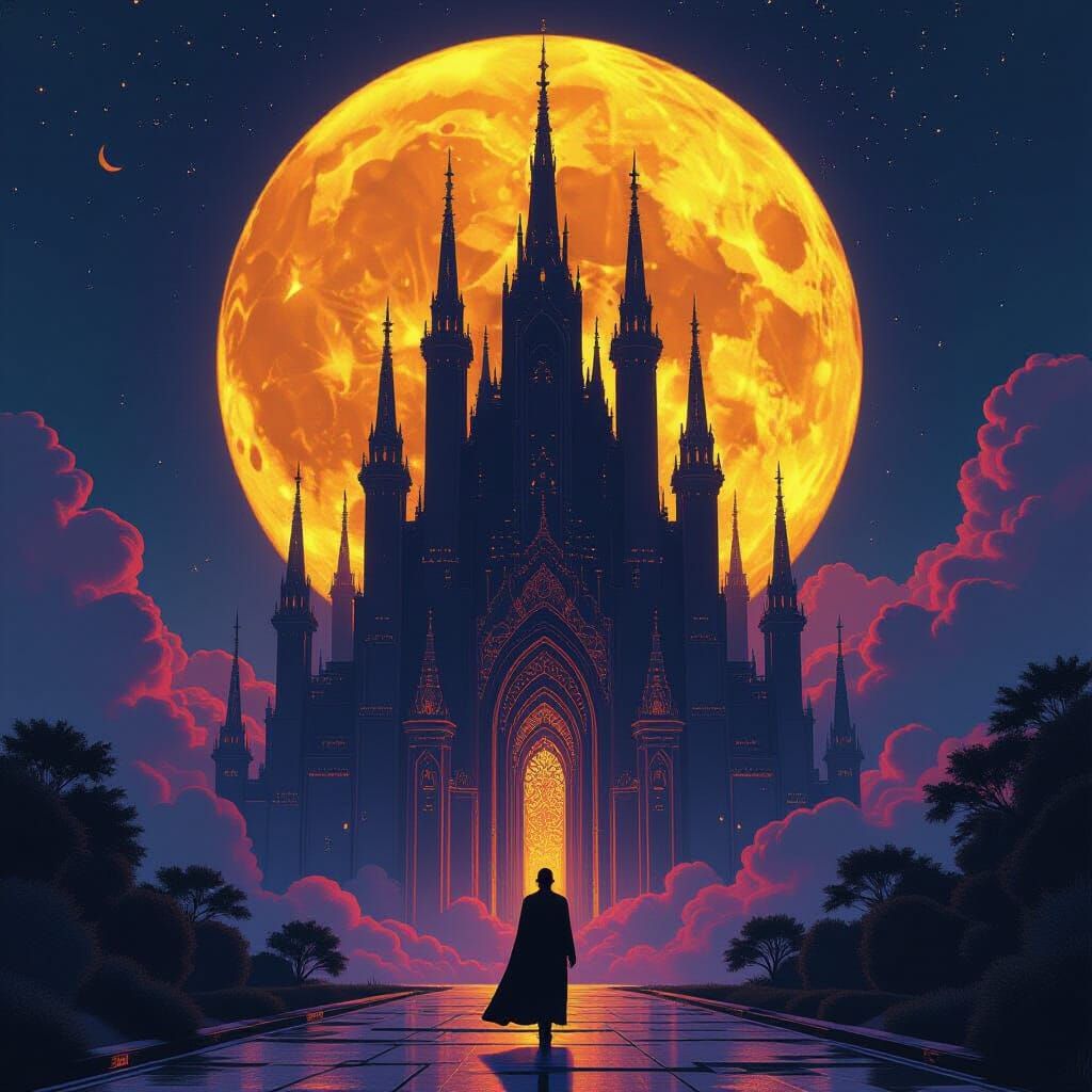 Dark Fantasy Art in Purple and Yellow