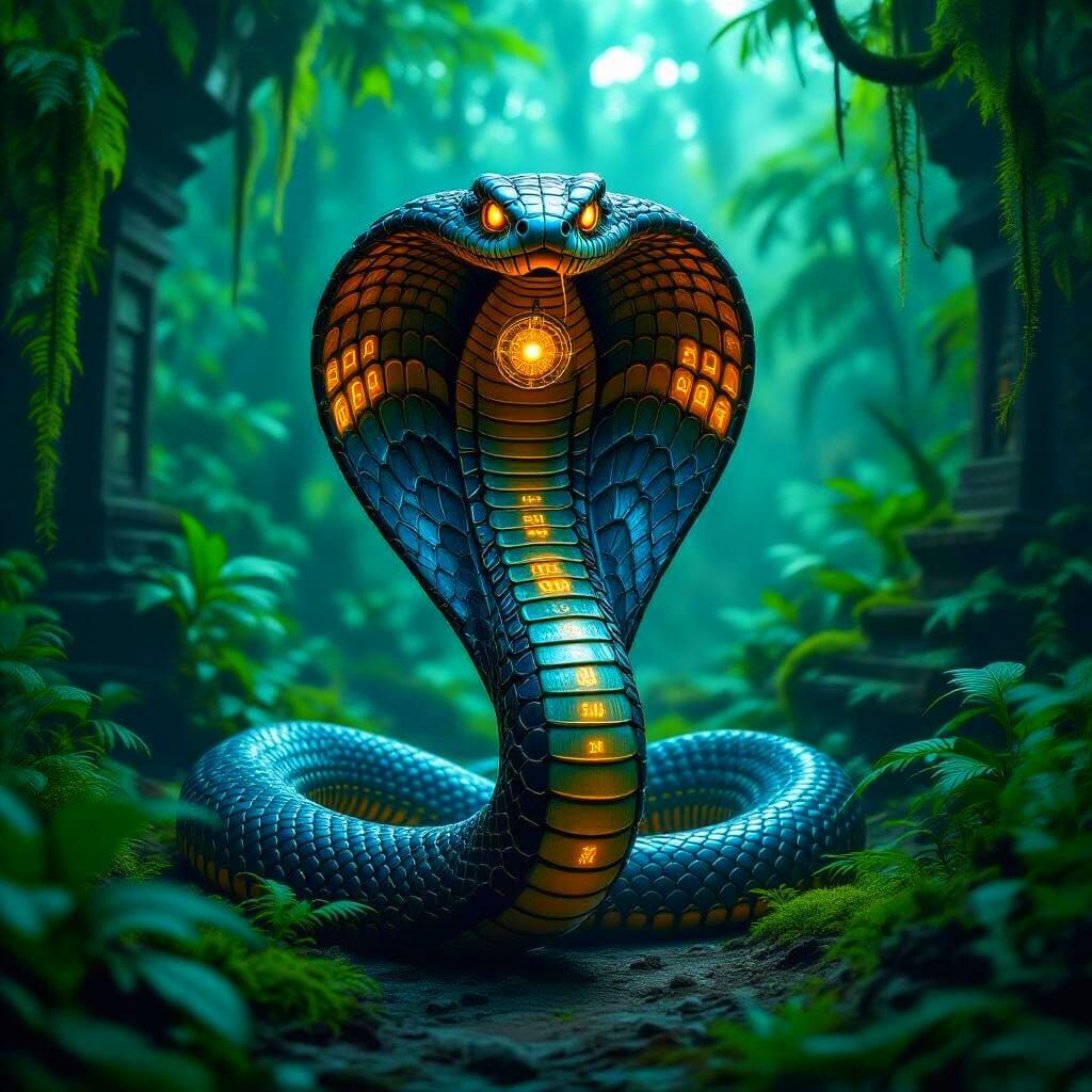 Biomechanical Cobra in Alien Jungle, Cinematic Render