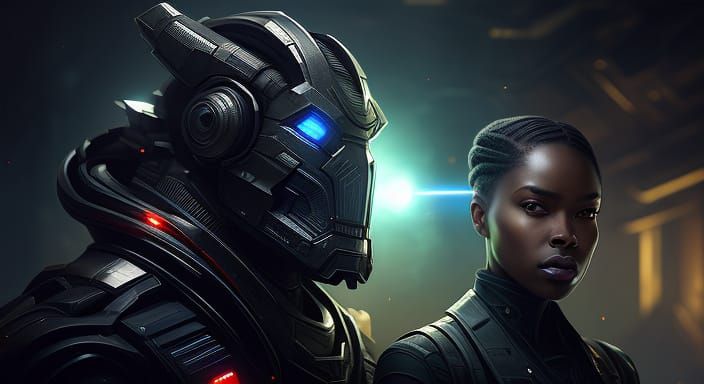 Black Space Jockeys with Laser Weapons in Dynamic Lighting