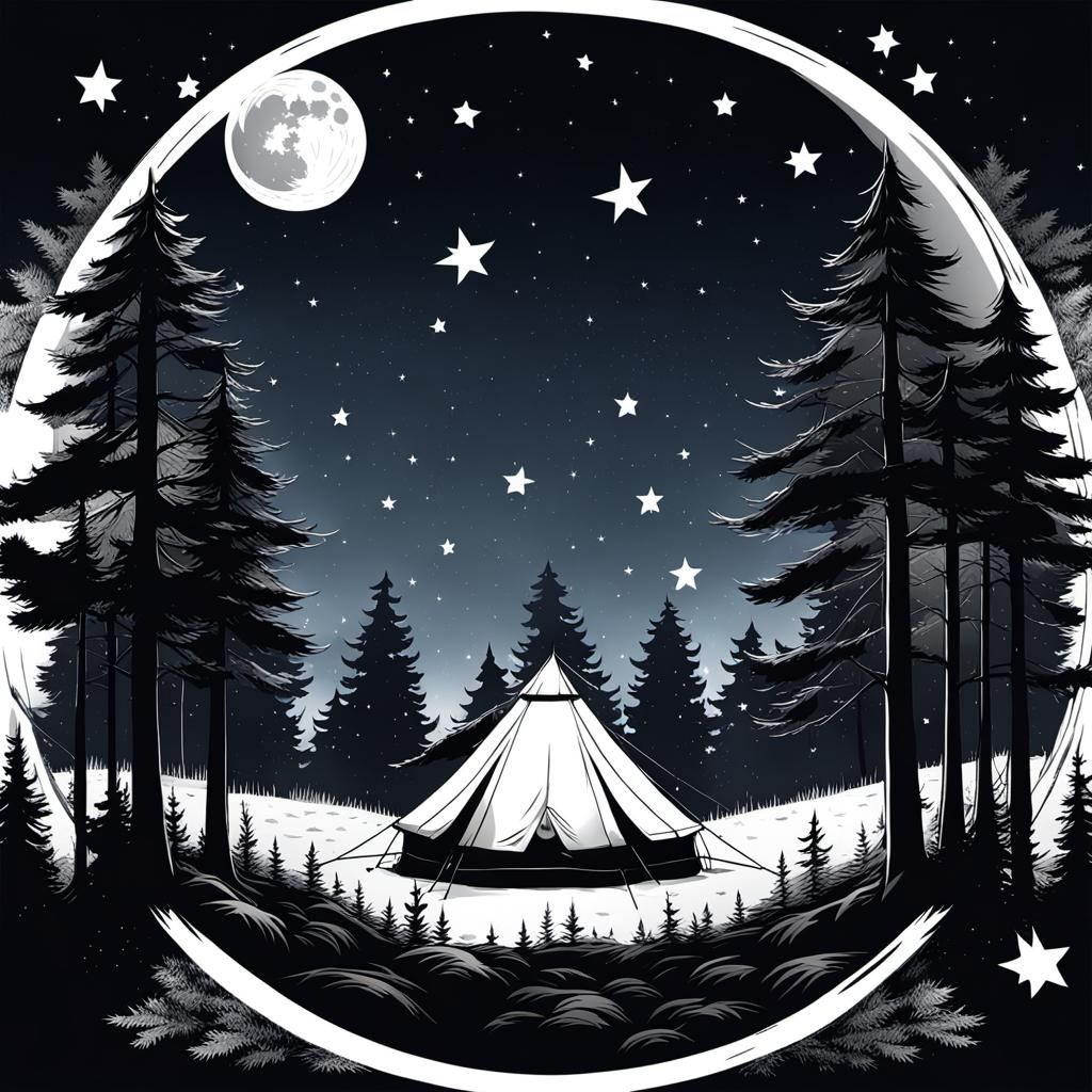 Camping Logo Design in Anime Style
