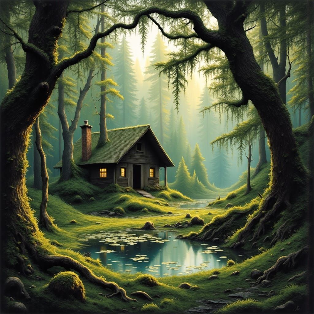 Rustic Cedar Cabin by Serene Rainforest Pond