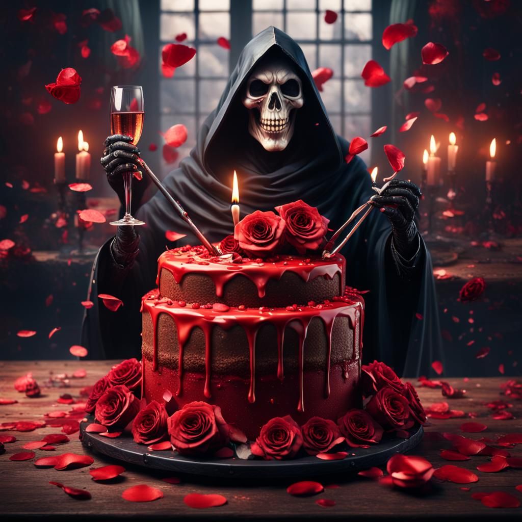 Grim Reaper's Hysterical Valentine Celebration in 8K