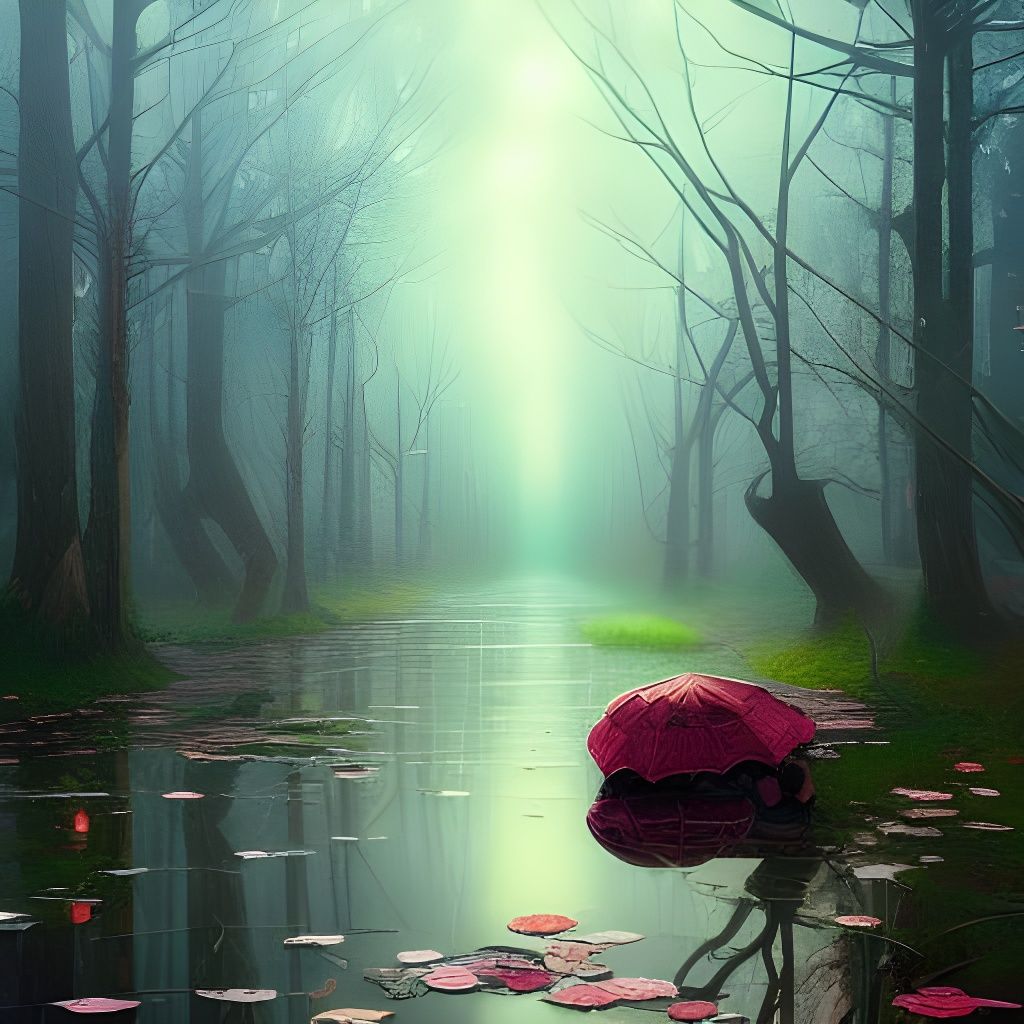 Rainy Dreamscape: Digital Art Reflections