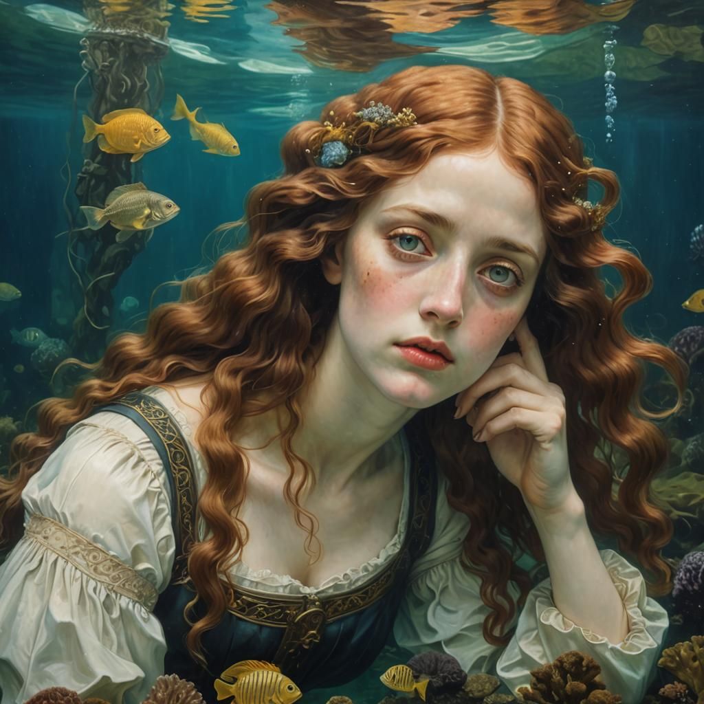 Pre-Raphaelite Underwater Portrait of Submechanophobia