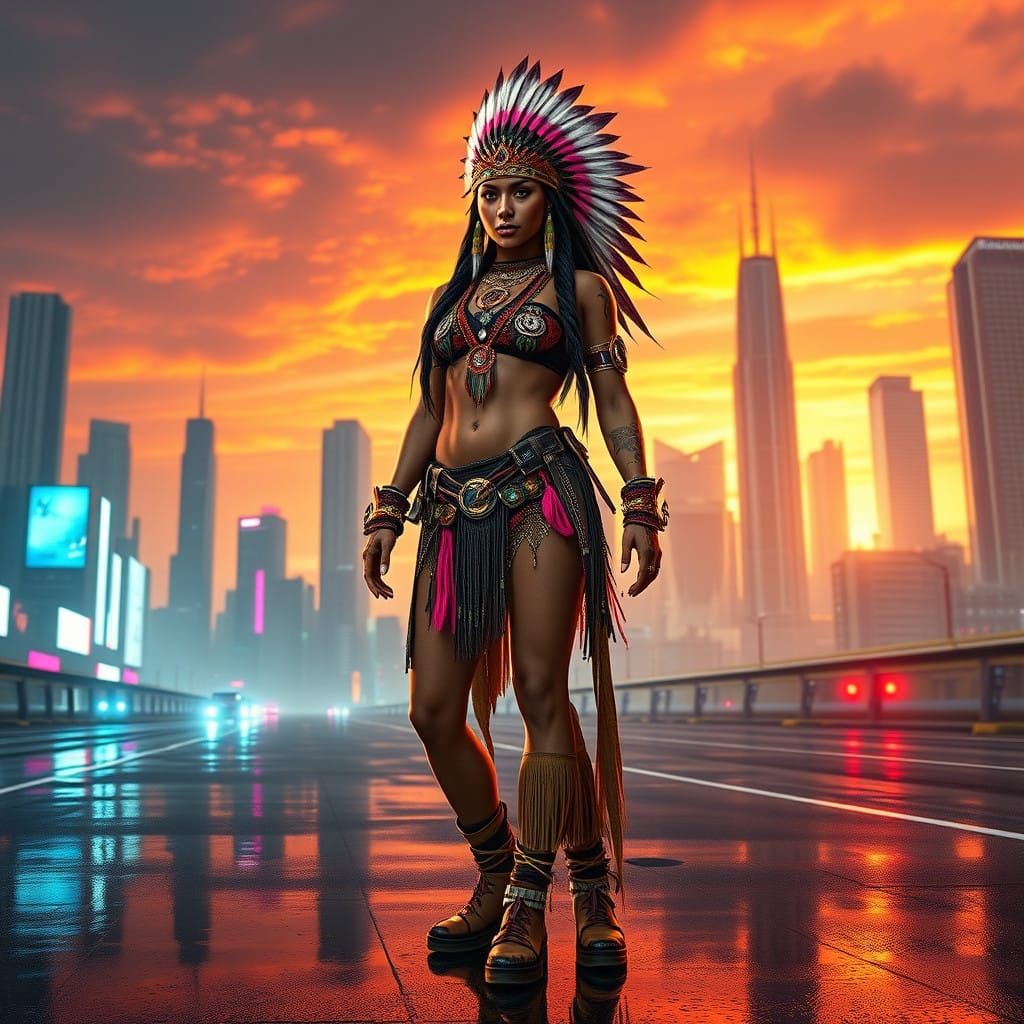 Cyberpunk Goddess in Dystopian Glory