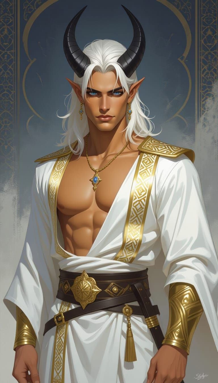 Regal Androgynous Figure in Dreamy Digital Realism