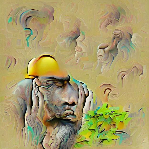 Man Deep in Thought: AI Interpretation