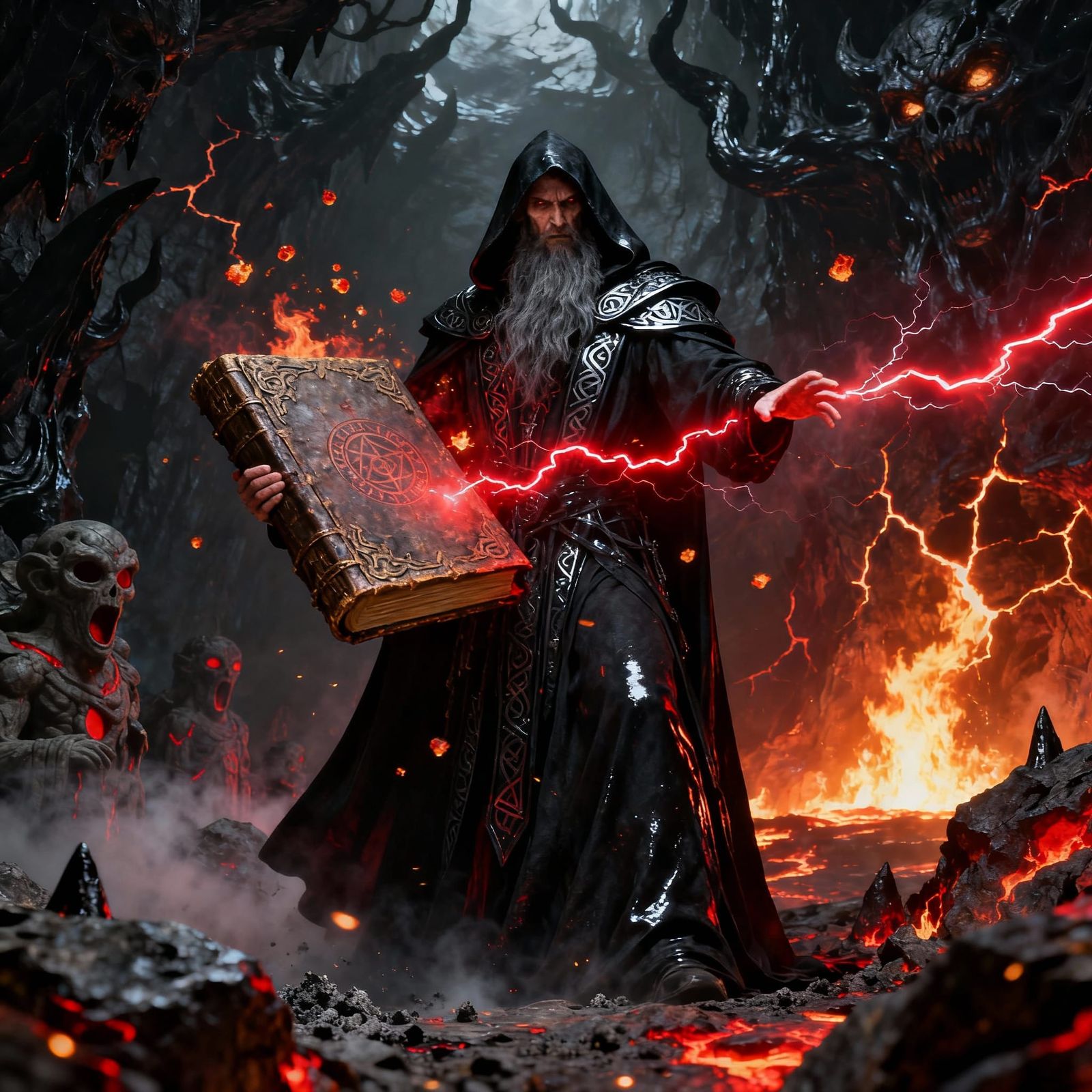 Dark Fantasy Wizard Casting Spell in 8K Cinematic Render