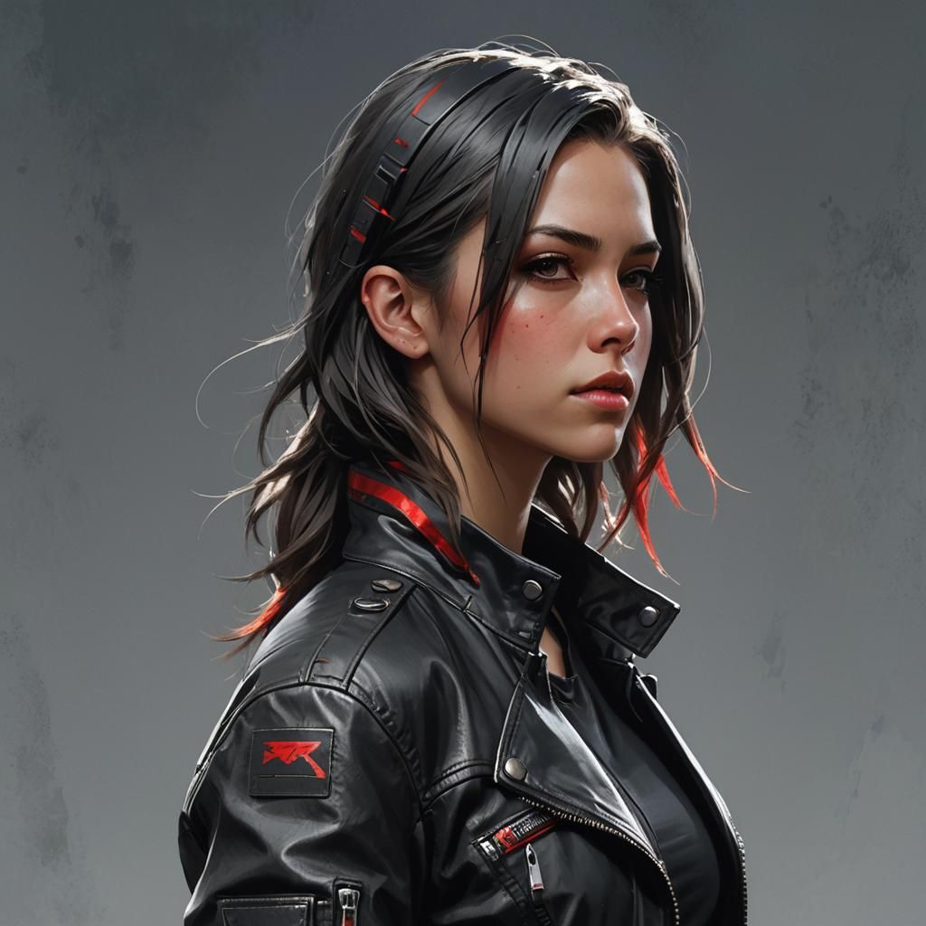 Woman in Leather Jacket, Post-Apocalyptic Concept Art