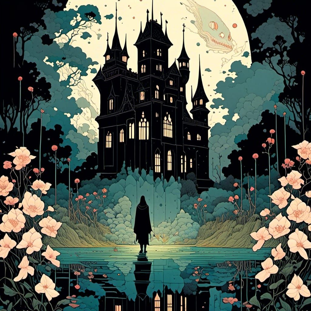 Eerie Ghost Knight Portrait in Dark Fairytale Style