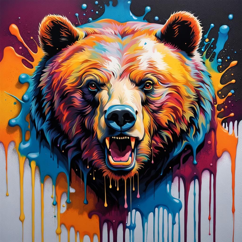Colorful Graffiti Art Bear in Ultra Quality