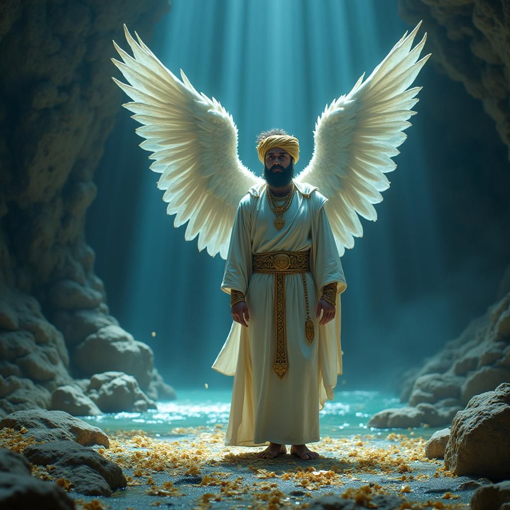 Daniel with Angels in Ethereal Biblical Scene