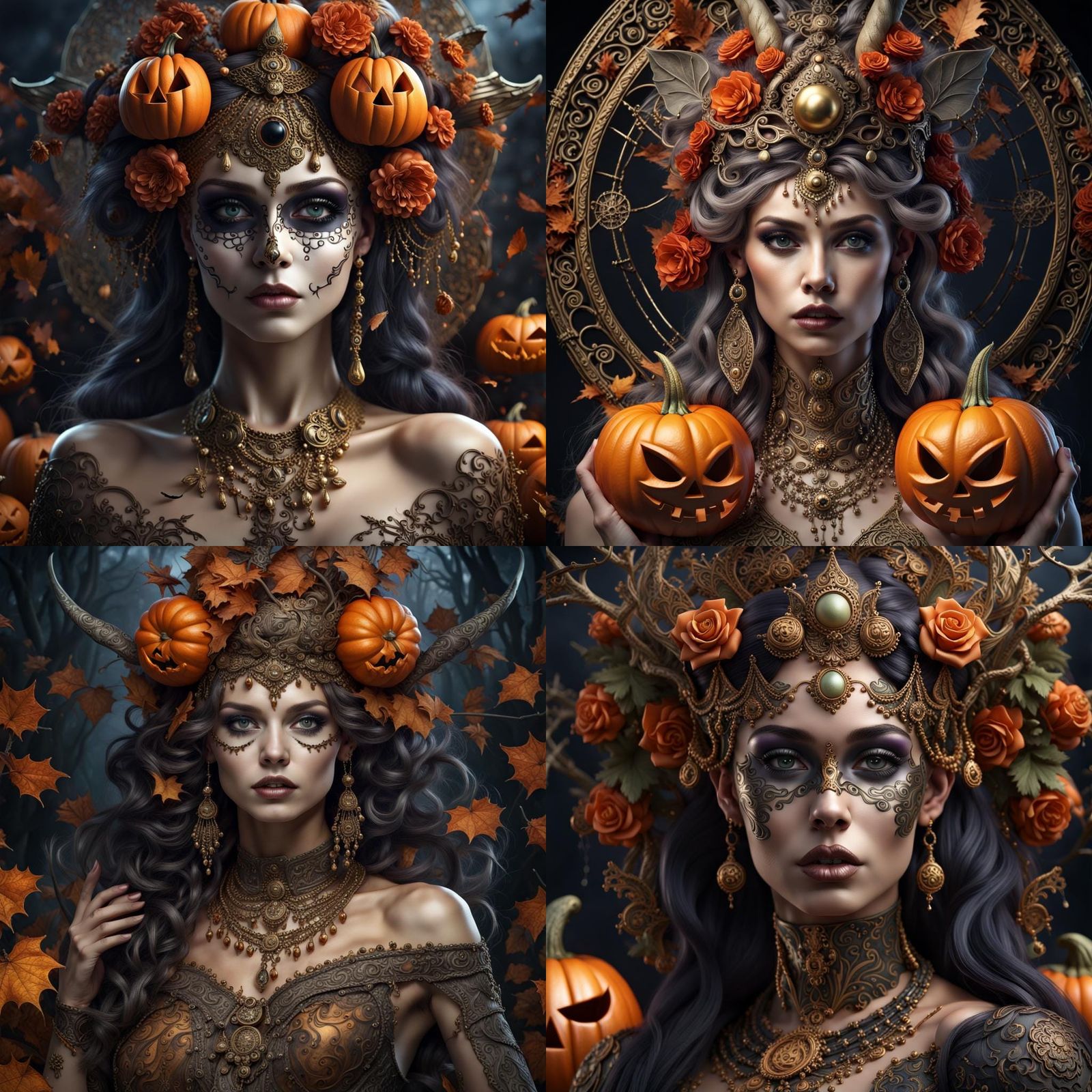Mysterious and Beautiful Halloween Goddess in 8k