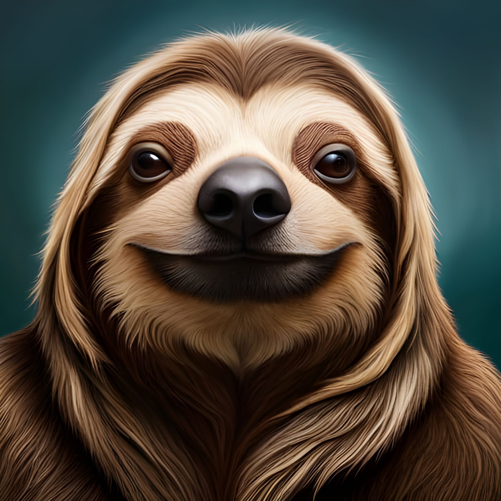 Photorealistic Sloth Portrait in Epic Light