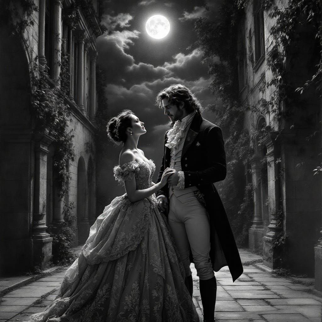 Moonlit Romance in an 18th Century Grand Estate