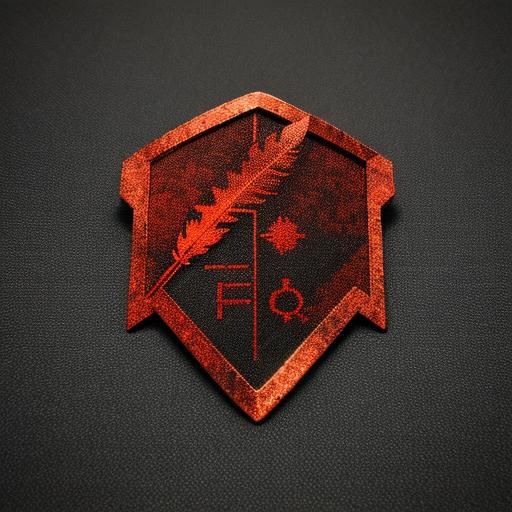 Minimalist Red and Copper Feather Emblem Design