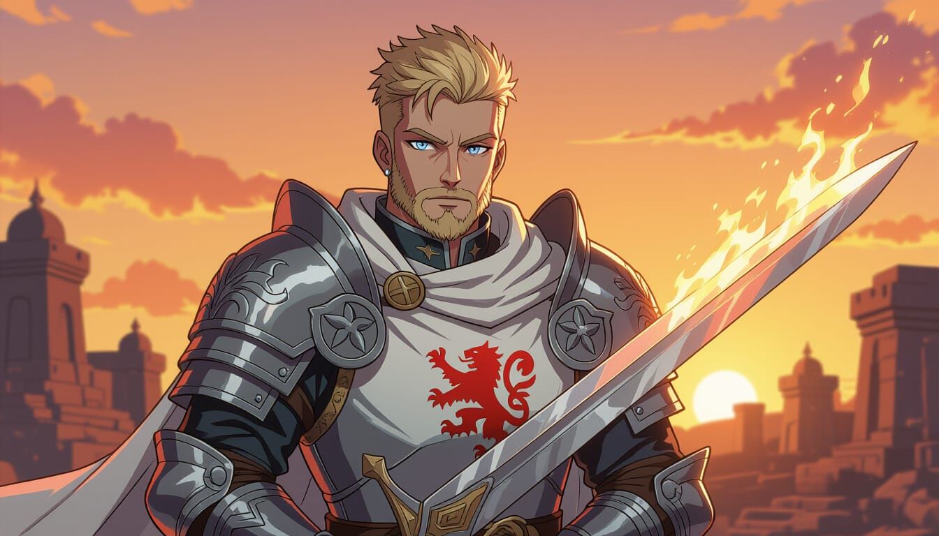 Epic Fantasy Priest in Manga Style Armor