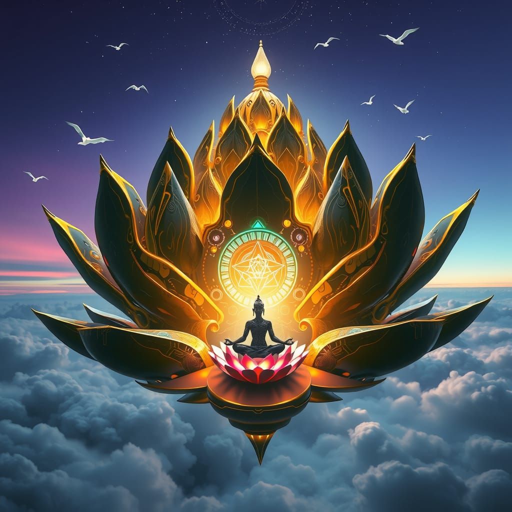 Ancient Mechanical Lotus Temple Ascends to the Heavens