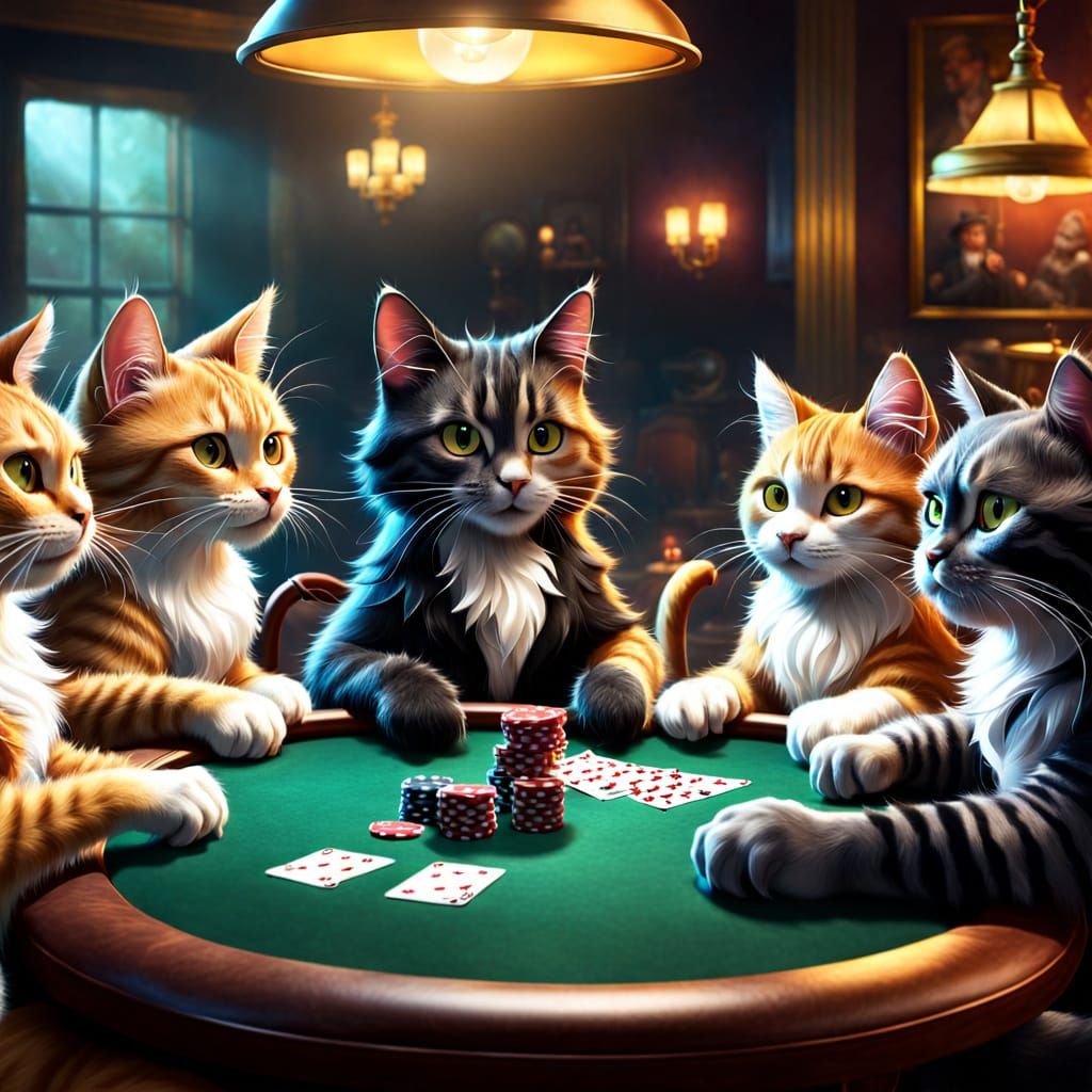 Cats Playing Poker in a Smoky Room