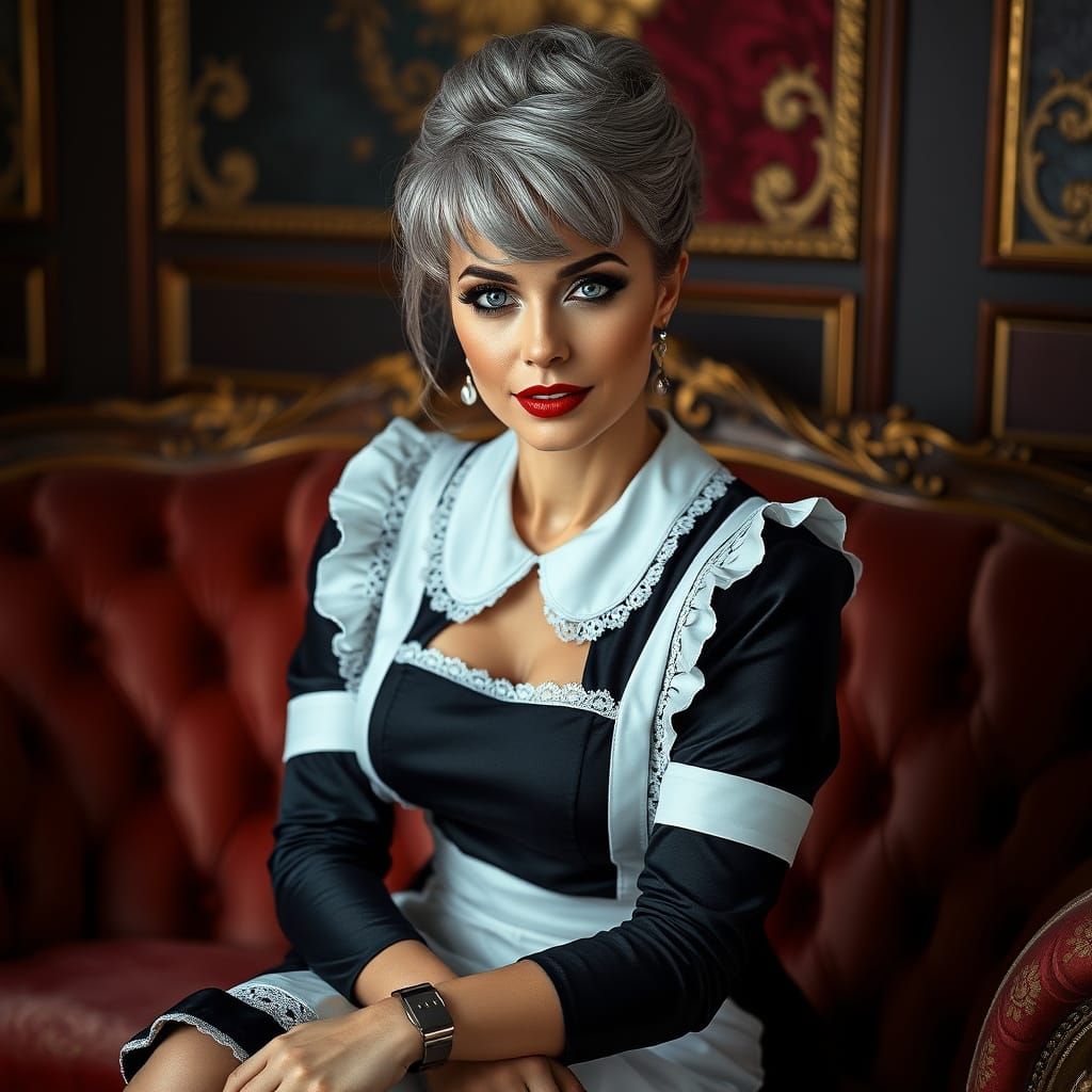 Sophisticated French Maid in Hyperrealistic Style