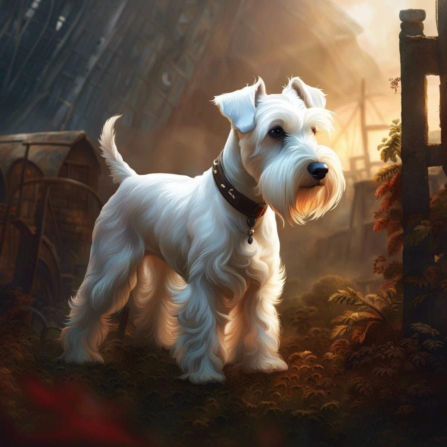 Miniature Schnauzer on Farm as Digital Art