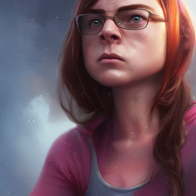 Muscle Woman Portrait in Art Nouveau Style