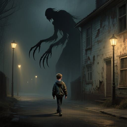 Gloomy Street Walker in Dramatic Lighting