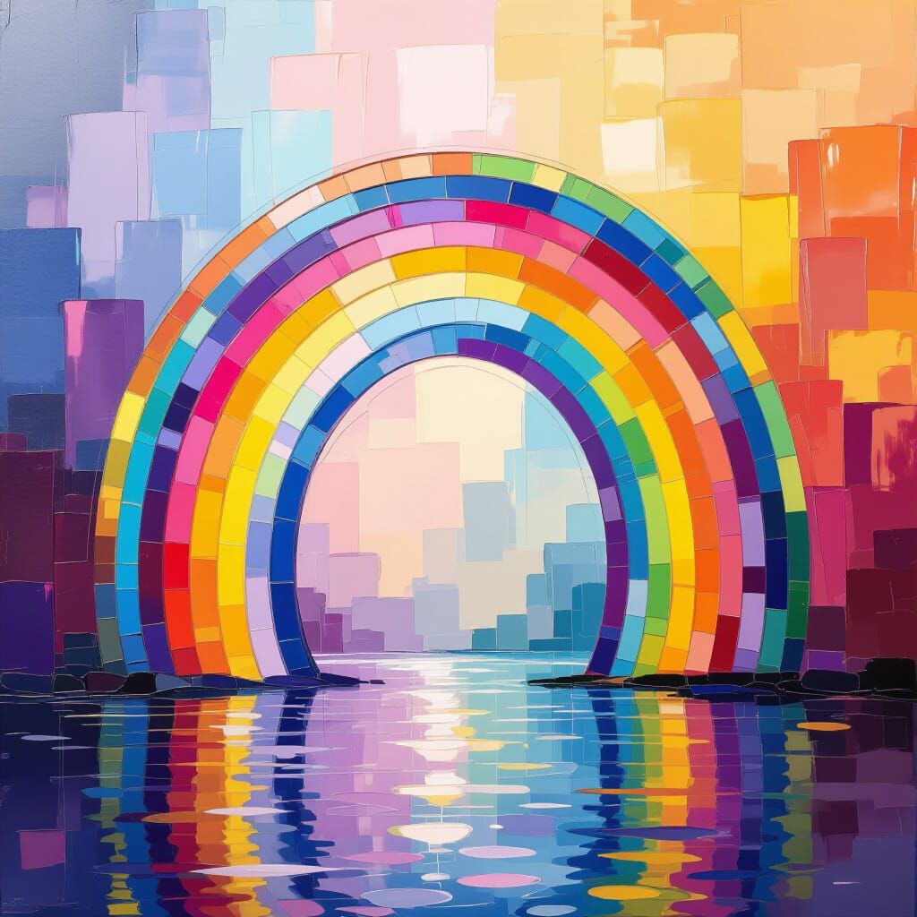 A beautiful arched rainbow in shades of purple only, blend c...