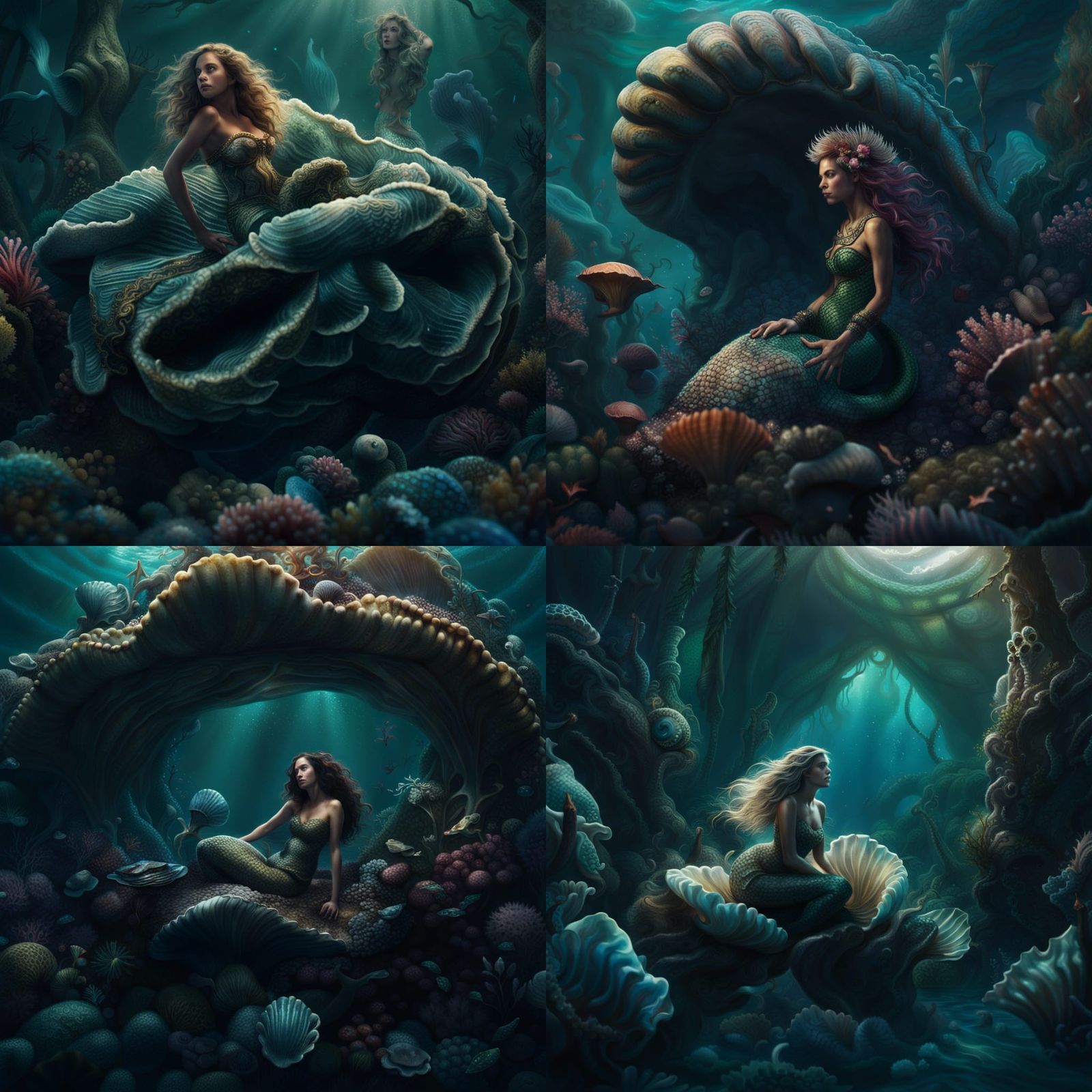 Mermaid in Giant Clam: Epic Digital Painting