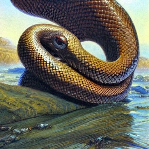 One-Eyed Snake in Oil Painting Style