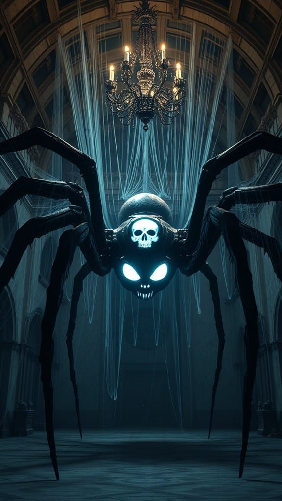 Gothic Spider Hybrid Creeps through Abandoned Mansion