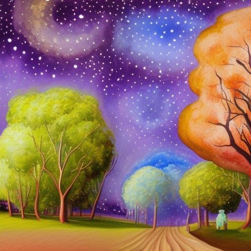 Bobby Honey's Musical Trees: Dreamy Gouache Impression
