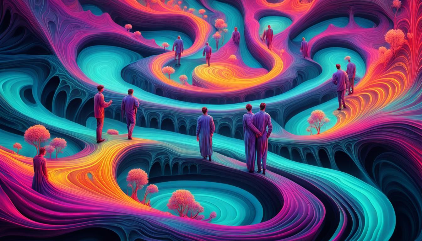 Surreal Abstract Figures in Dreamlike Fractal Art