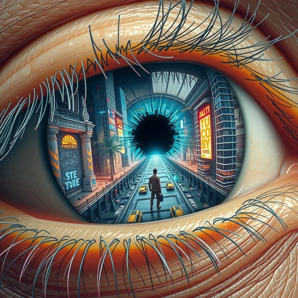 Cyberpunk Eye Portal to Futuristic Digital Paradise