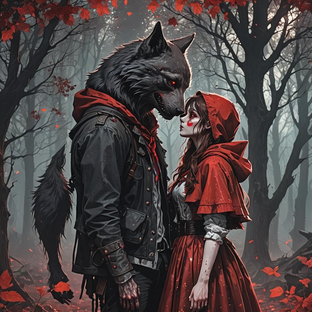 Red Riding Hood Kisses the Big Bad Wolf