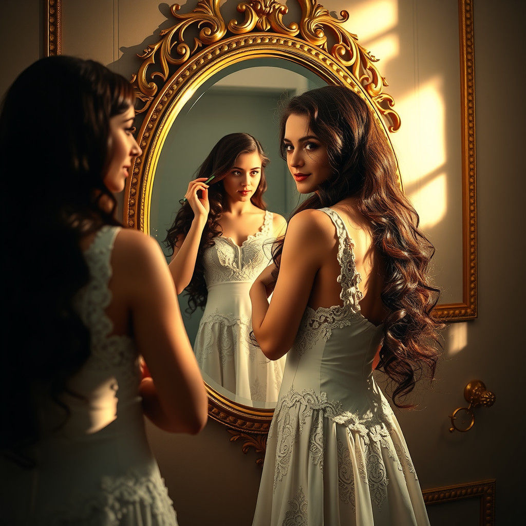 Recursive Reflection: A Surreal Art Nouveau Scene