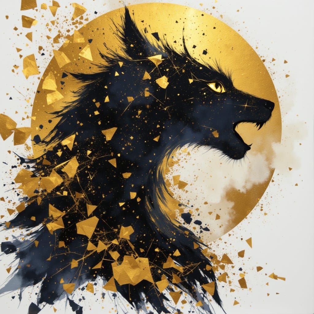 AI Generated Abstract Art with Black and Gold Accents