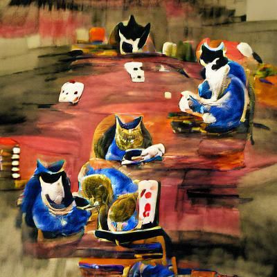 Cats Playing Poker in a Humorous Scene