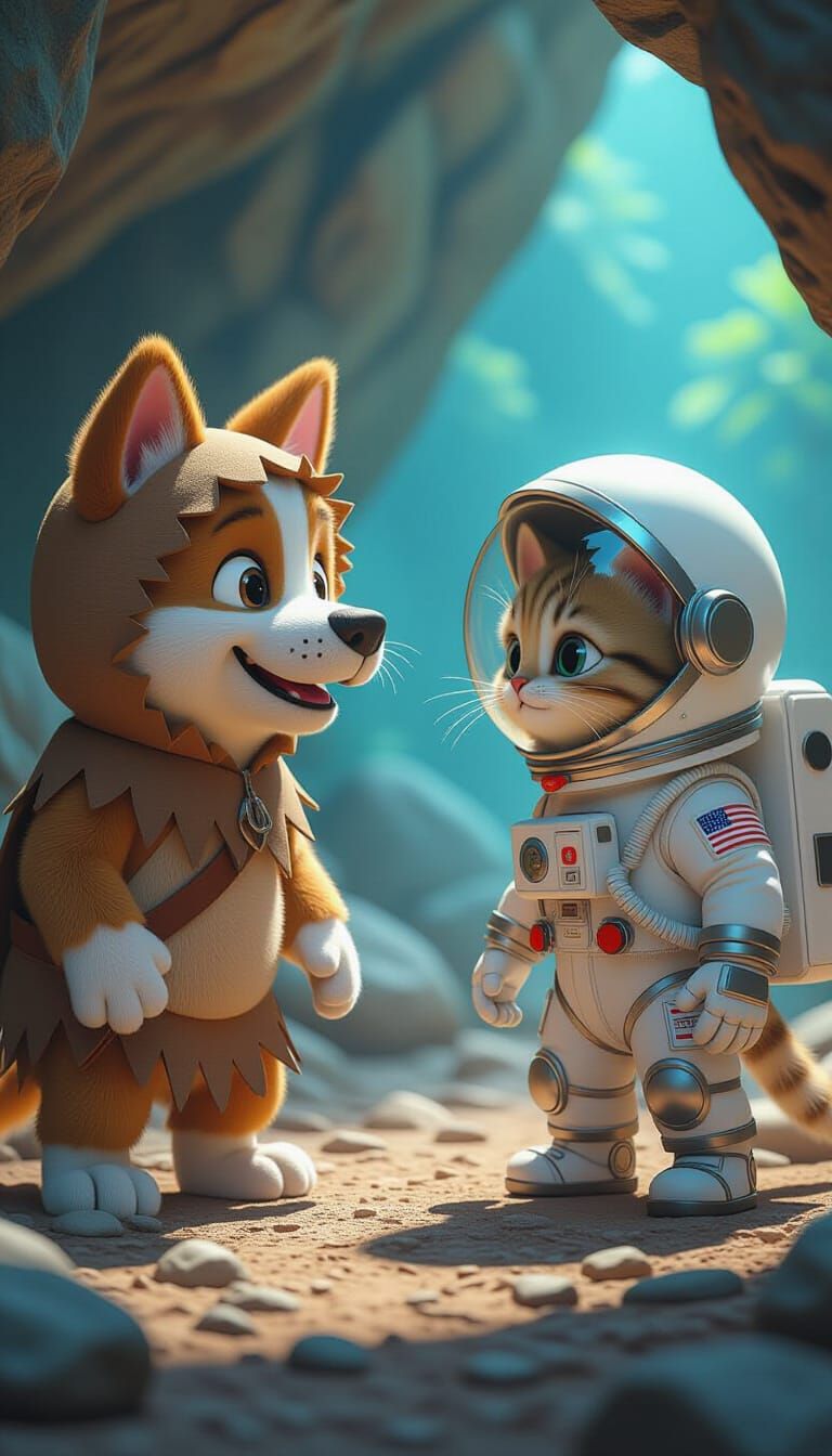 Dog vs. Kitten: A Comical Cosmic Encounter