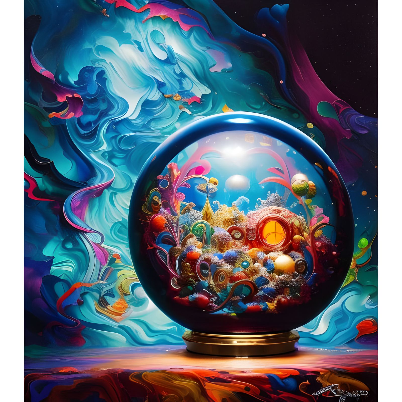 Hyperdetailed Snowglobe in Fluid Gouache Style