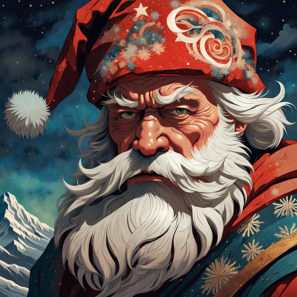 Evil Muzzled Santa Claus Fantasy Illustration