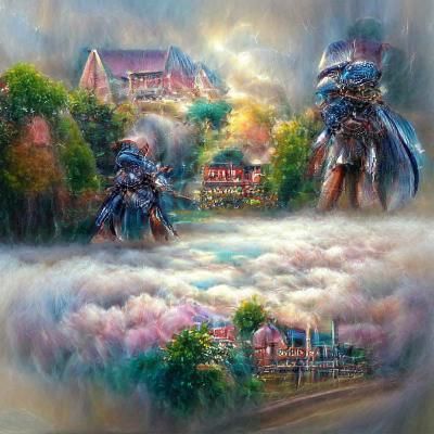Ethereal Isekai Warrior in Misty Landscape
