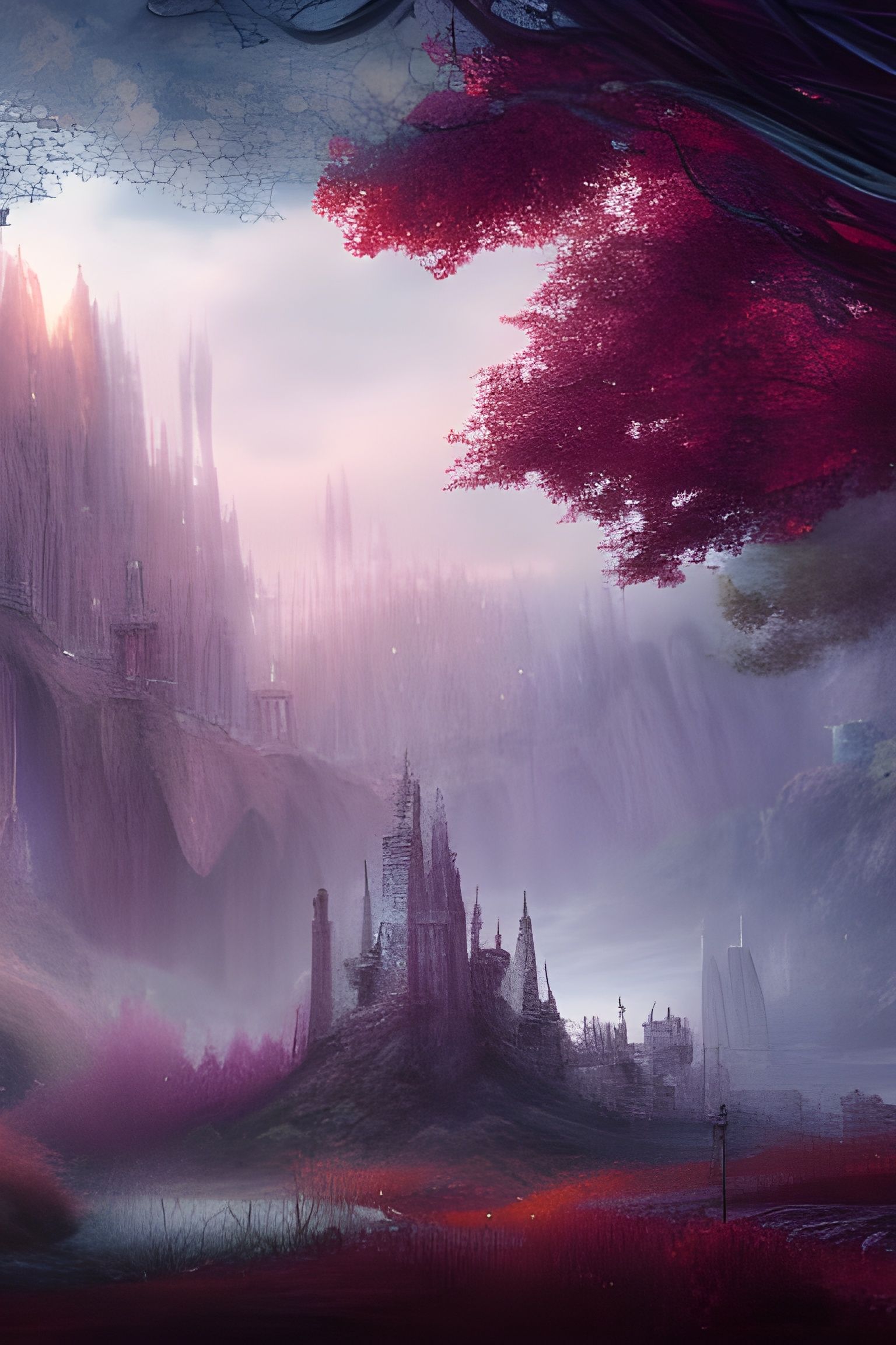 Abandoned Magical City in Forest: Detailed Matte Painting